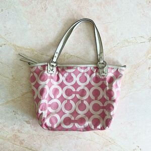 COACH signature collection pink canvas bag